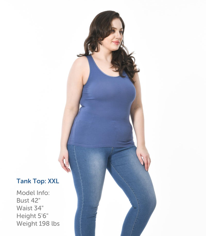 Comfneat Women's Basic Tanks Comfy Top (Color-Set-3 4-Pack, L) - Image 3